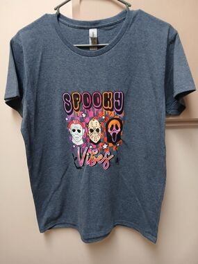 Spooky Vibes Graphic Tee - Blue Heather